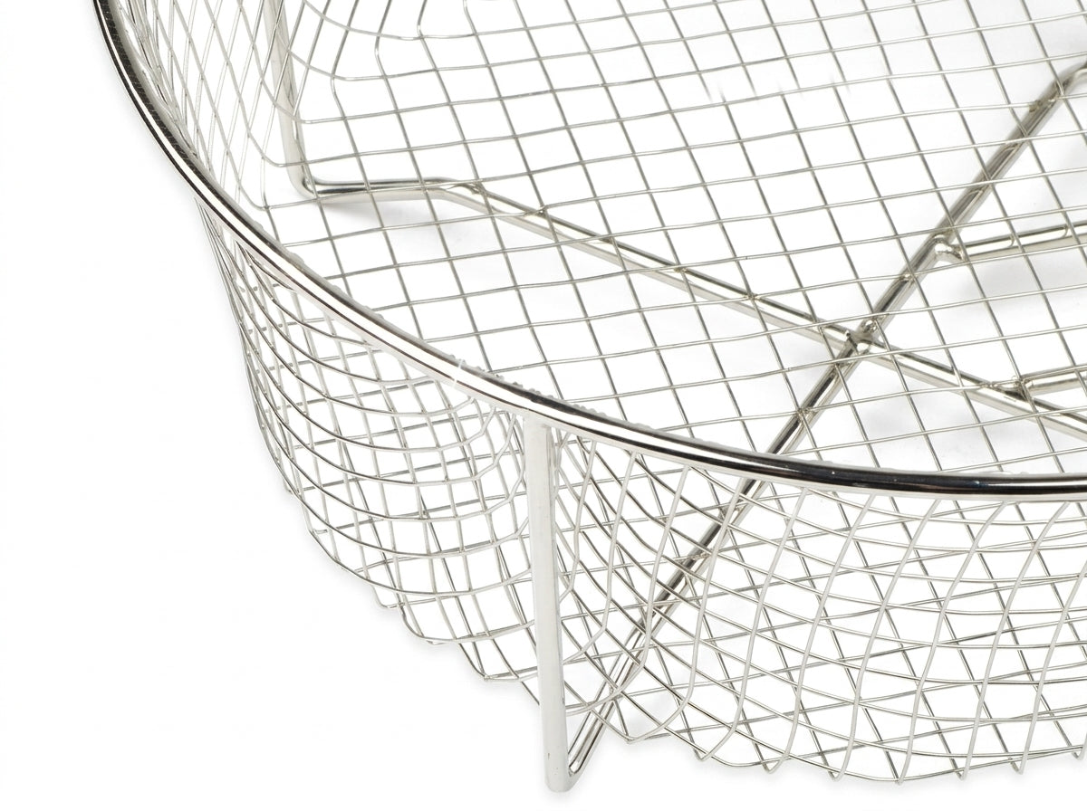 10.5-Inch Nickel-Plated Fry Basket with Folding Handle