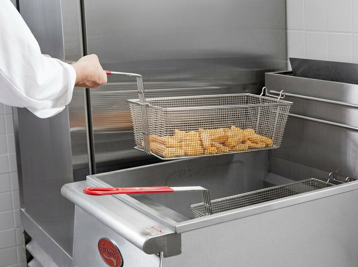Large Commercial Deep Fryer Baskets 13.25 x 6.5 x 5.88-Inch – 2 Pack