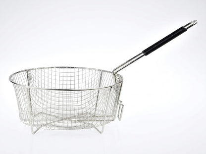 10.5-Inch Nickel-Plated Fry Basket with Folding Handle