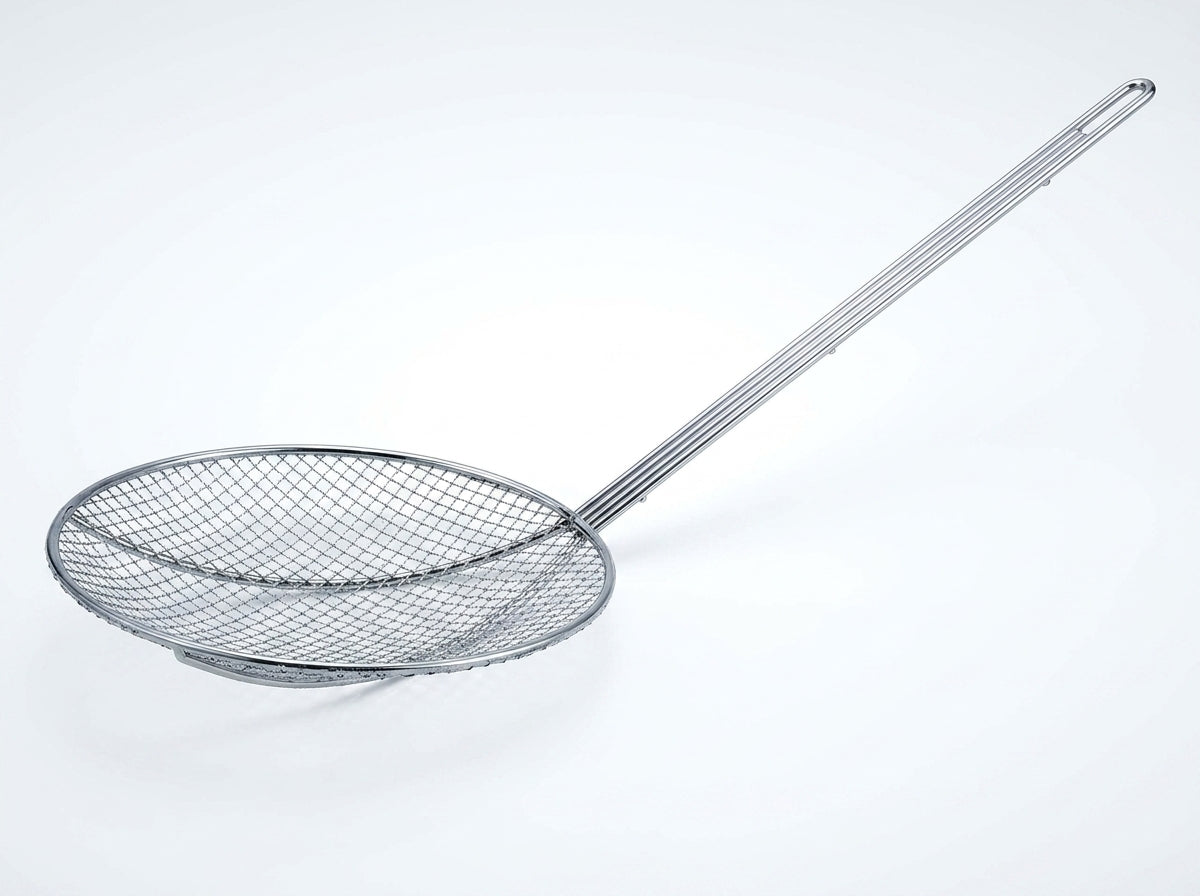 12-Inch Stainless Steel Round Coarse Mesh Skimmer with Long Handle