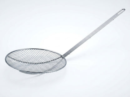 12-Inch Stainless Steel Round Coarse Mesh Skimmer with Long Handle