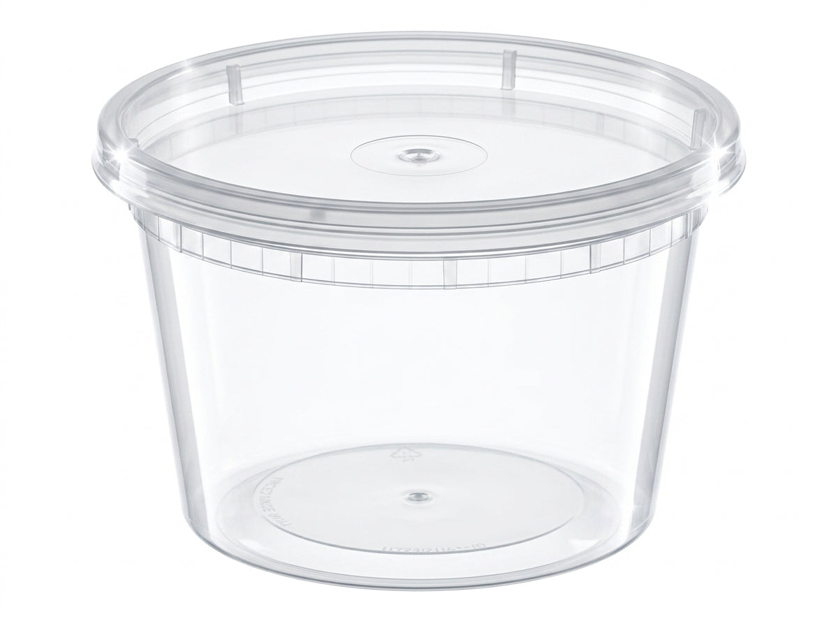 16 oz Heavy-Duty Translucent Plastic Deli Containers with Lids – 140/Case