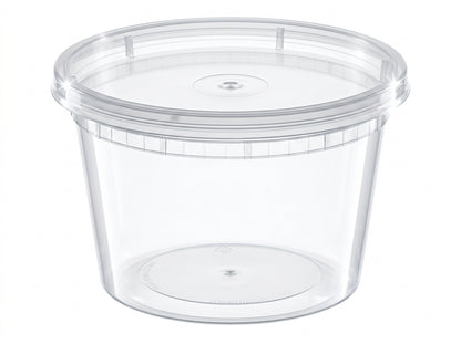 16 oz Heavy-Duty Translucent Plastic Deli Containers with Lids – 140/Case