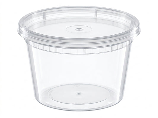 16 oz Heavy-Duty Translucent Plastic Deli Containers with Lids – 140/Case