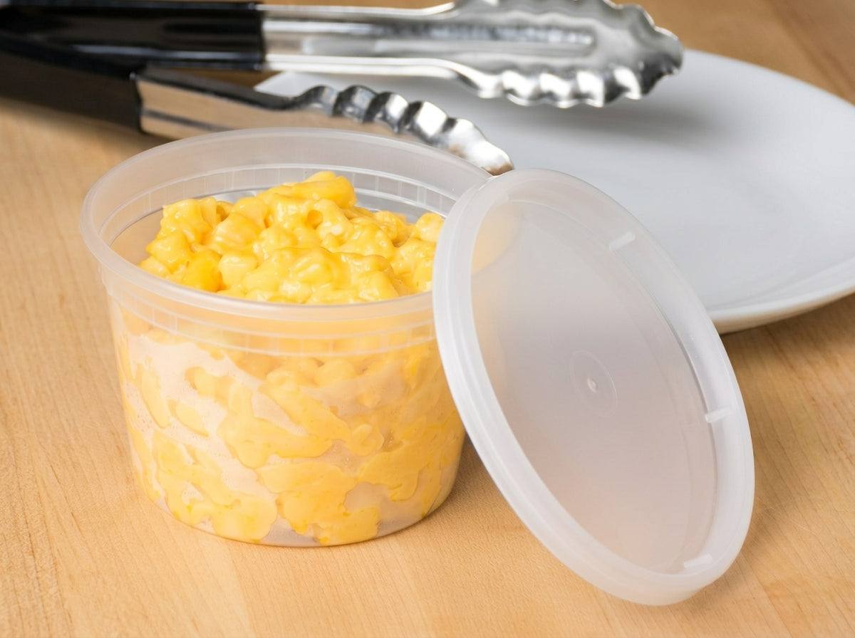 16 oz Heavy-Duty Translucent Plastic Deli Containers with Lids – 140/Case