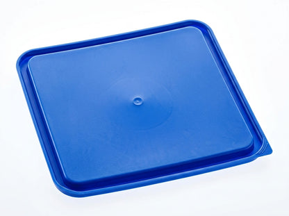 22 Qt White Square Polypropylene Food Storage Container with Blue Lid