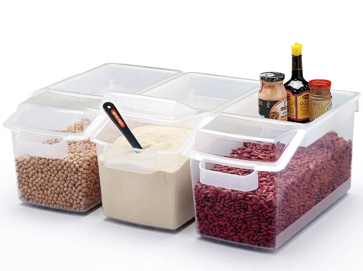 3.6-Gallon Translucent Food Storage Container with Lid – 18.875-Inch