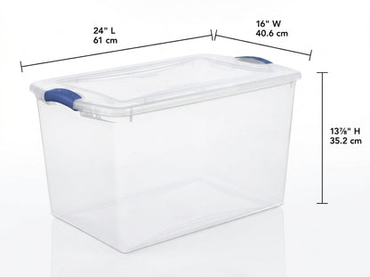 66-Quart Clear Plastic Storage Bin with Latching Lid – 24-Inch