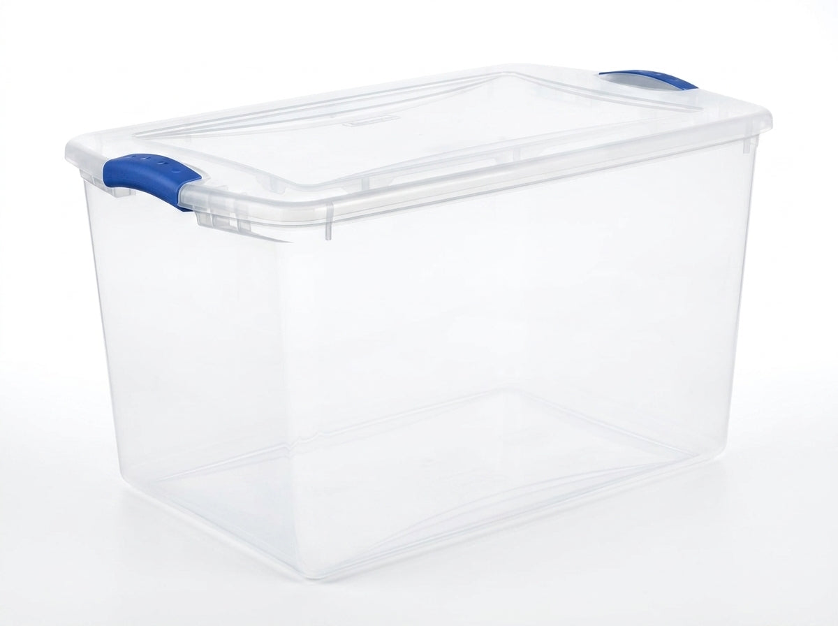 66-Quart Clear Plastic Storage Bin with Latching Lid – 24-Inch