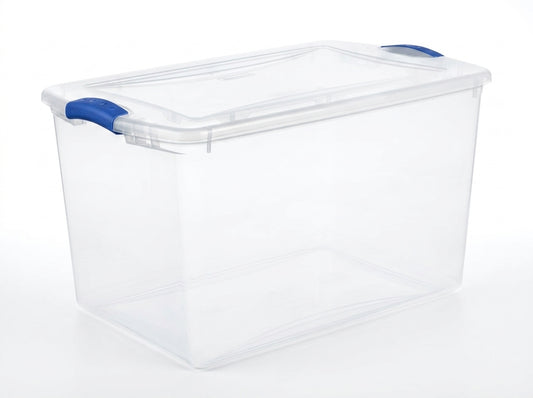 66-Quart Clear Plastic Storage Bin with Latching Lid – 24-Inch