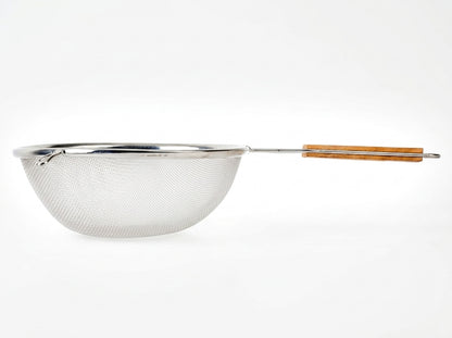 8-Inch Tinned Mesh Strainer with Wooden Handle