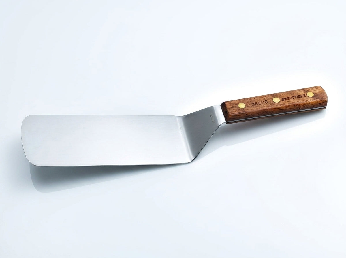 8 x 4-Inch Stainless Steel Solid Turner with Wood Handle – 15-Inch