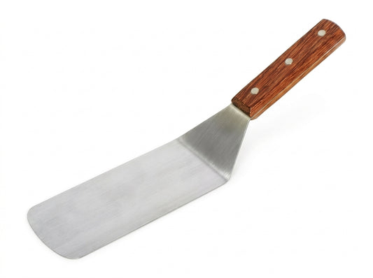 8 x 4-Inch Stainless Steel Solid Turner with Wood Handle – 15-Inch