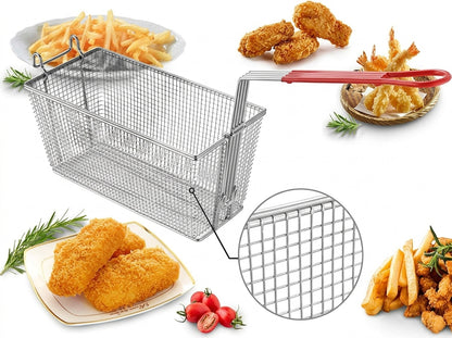 Large Commercial Deep Fryer Baskets 13.25 x 6.5 x 5.88-Inch – 2 Pack