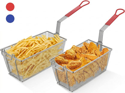 Large Commercial Deep Fryer Baskets 13.25 x 6.5 x 5.88-Inch – 2 Pack