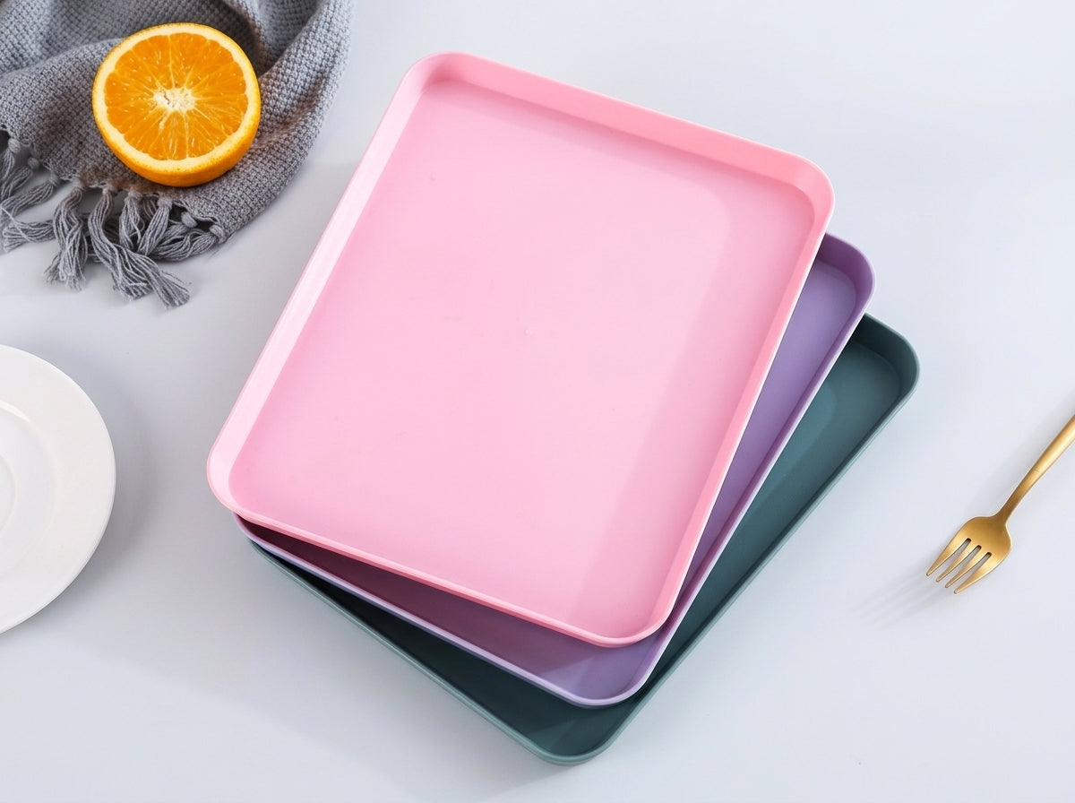 Rectangular Plastic Fast Food Serving Tray – Stackable 8.26 x 11.61-Inch