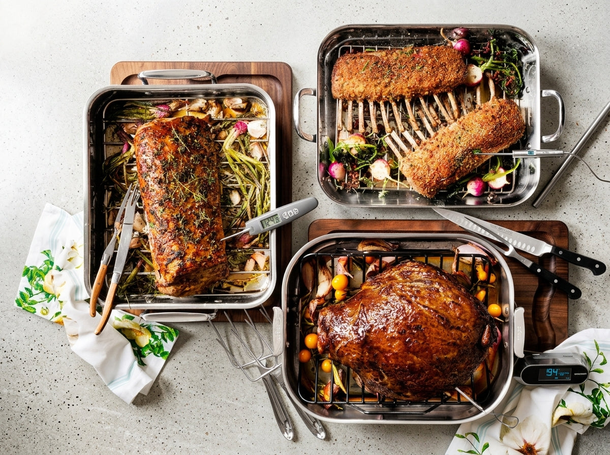 Stainless Steel Roasting Pan with Rack – Large & Extra-Large