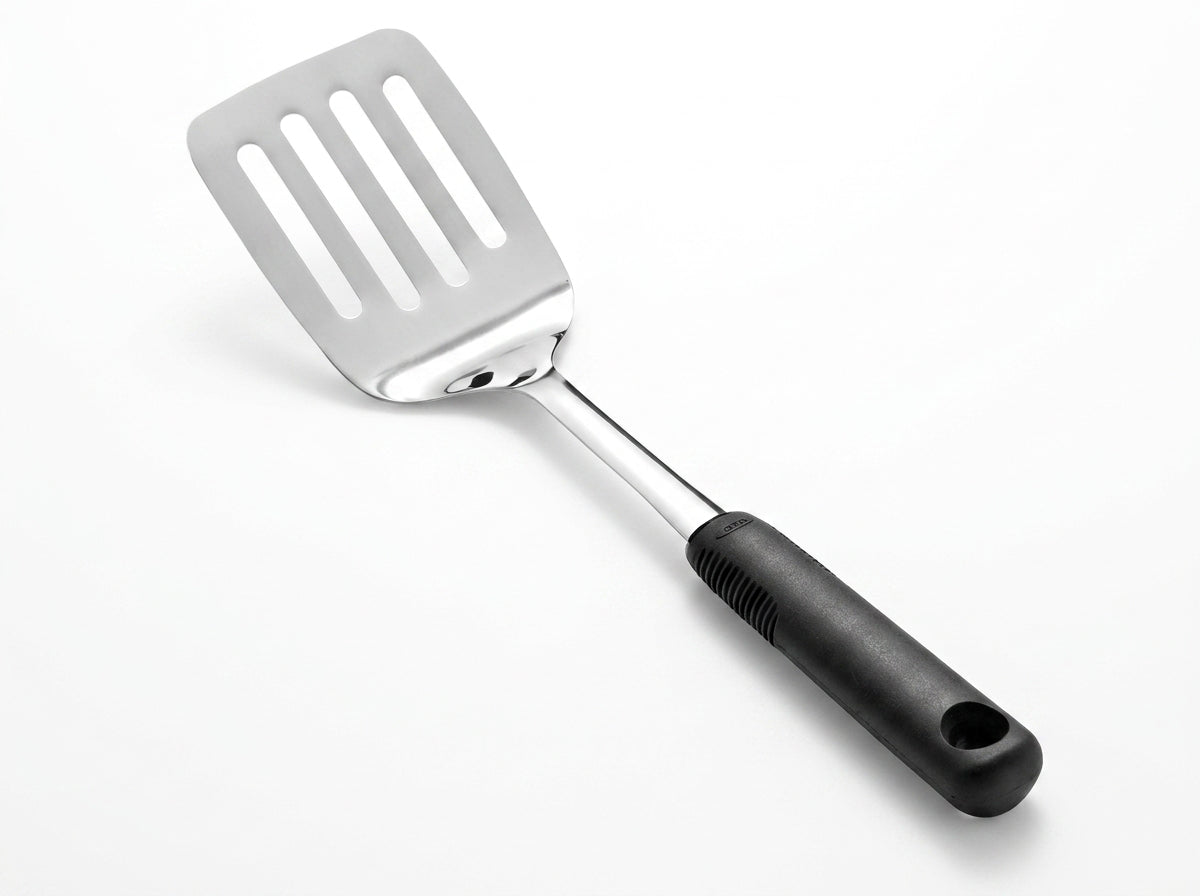 Stainless Steel Slotted Turner with Non-Slip Handle – 12.6-Inch