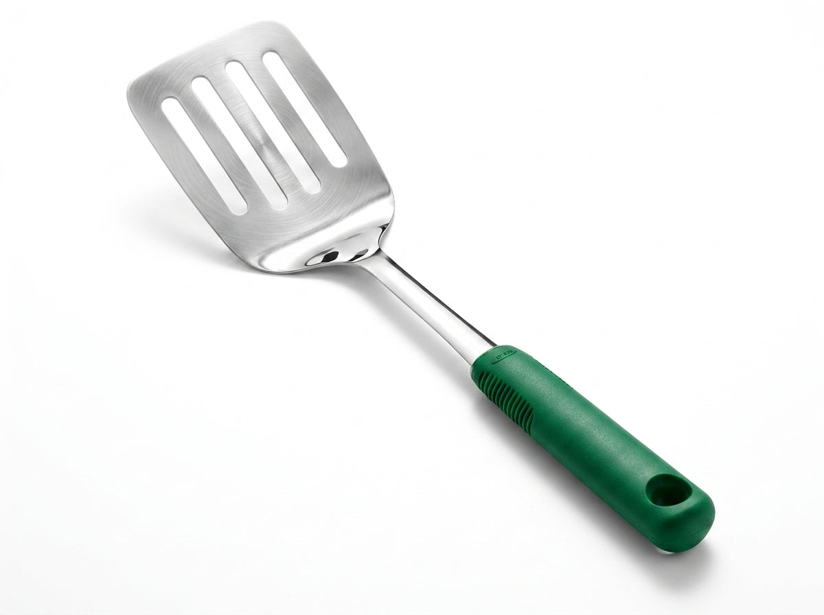 Stainless Steel Slotted Turner with Non-Slip Handle – 12.6-Inch