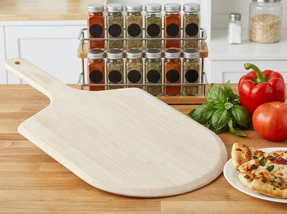 Wooden Pizza Peel with Tapered Edge and Hanging Loop – 21.5-Inch