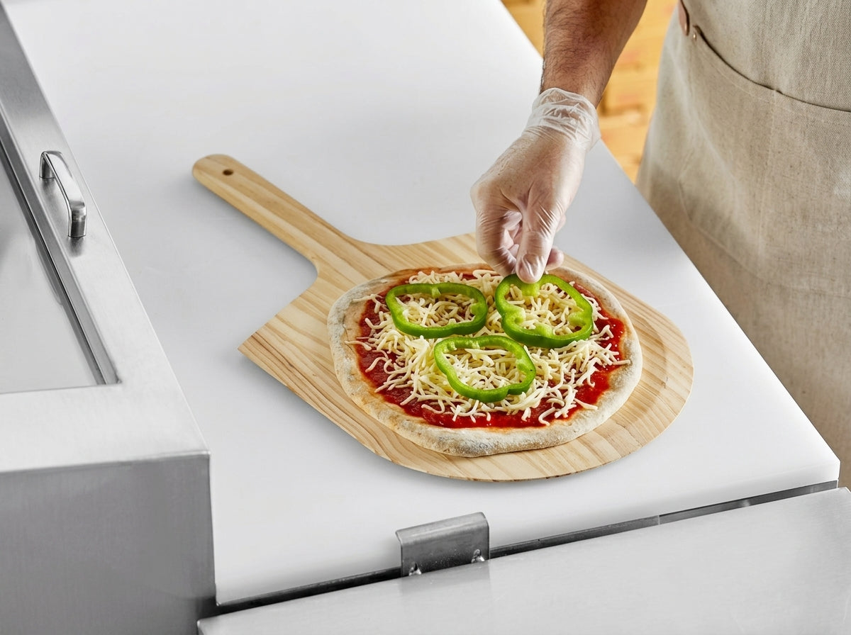 Wooden Pizza Peel with Tapered Edge and Hanging Loop – 21.5-Inch